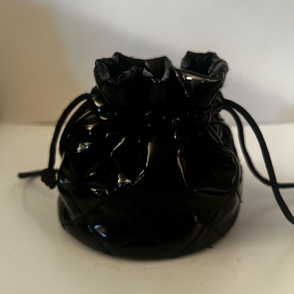 Guess Glossy Black Pouch with Heart Charm - Picture 2 of 6